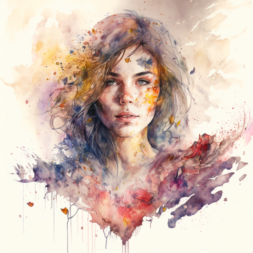 Woman watercolor releasing emotions