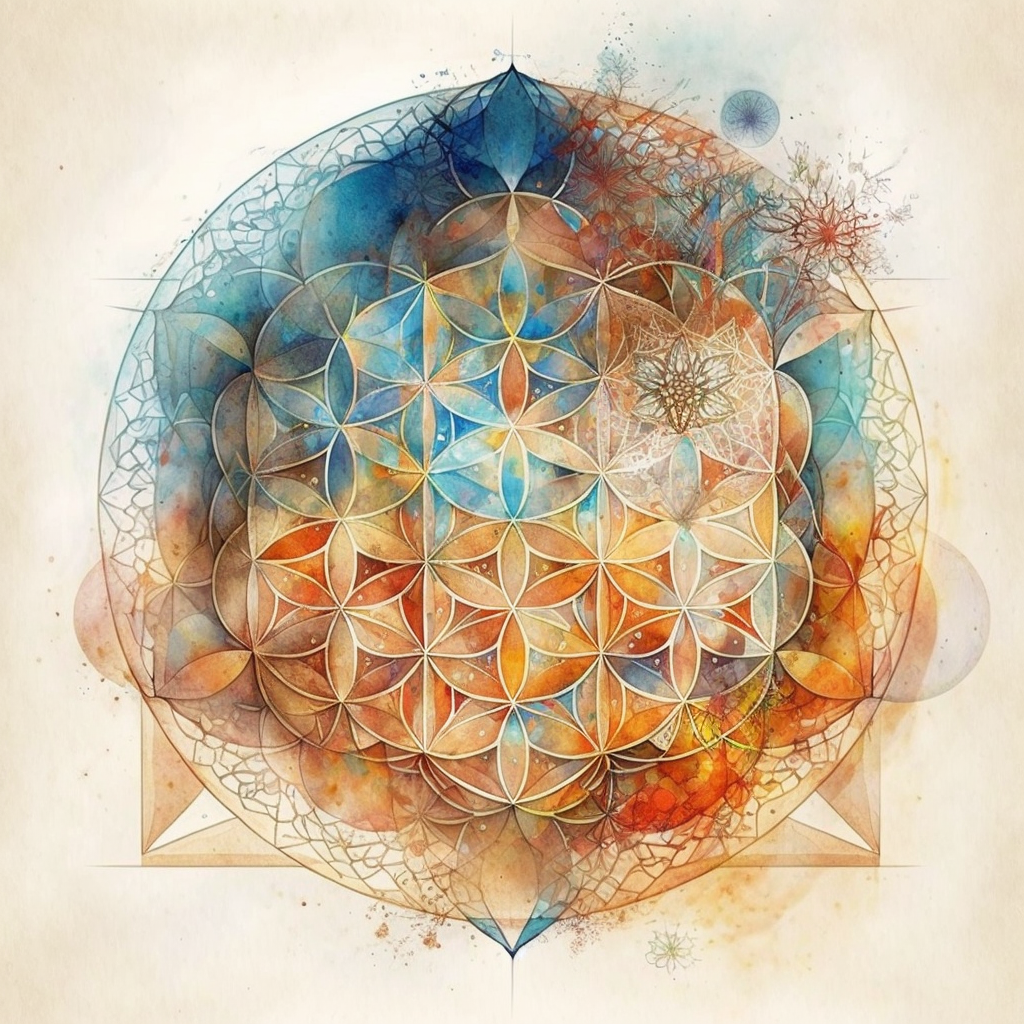 watercolor sacred geometry, mindful techniques for pain